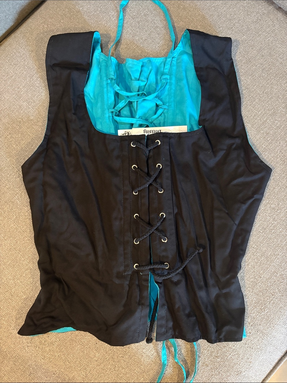 The Pirate Dressing Reversible Black & Teal Corset